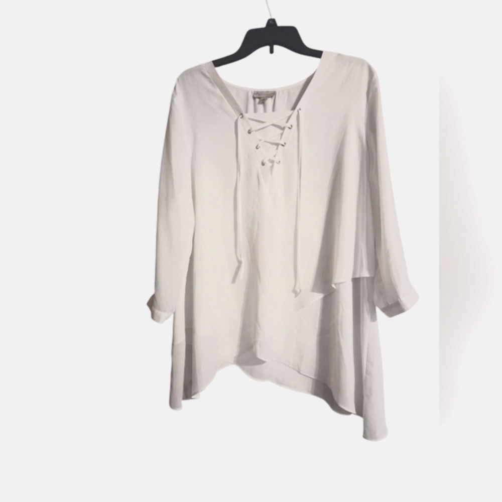 Dress Barn White Tunic Top Size XL